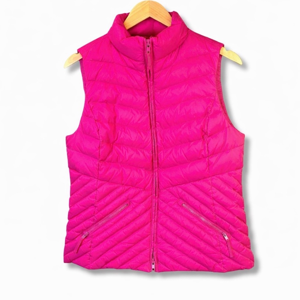 Talbots Down Puffer Vest MP Pink Quilted 90/10 Down Packable Warm Zipper